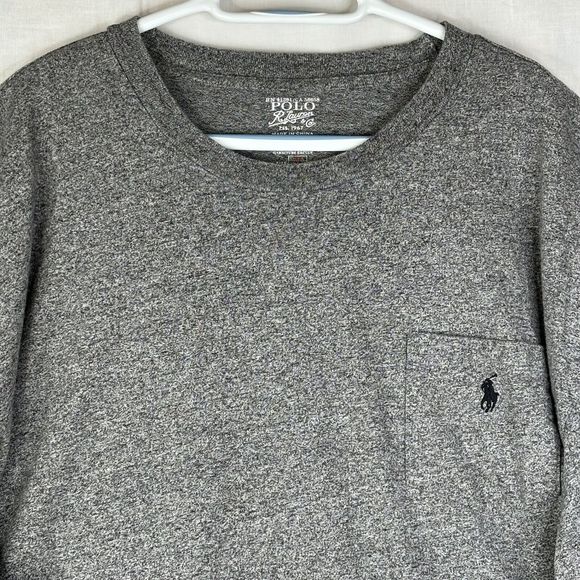 Polo Ralph Lauren Mens Shirt 1XB Gray‎ Long Sleeve Tee Round Neck Cotton Pony - Picture 3 of 11